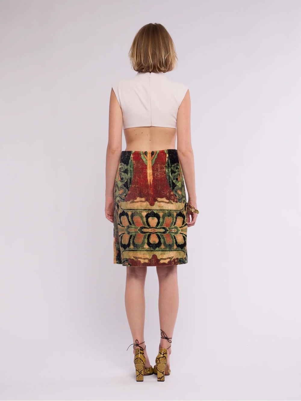 Vintage 90s Vivienne Tam velvet Buddha skirt - Picture 3 of 7